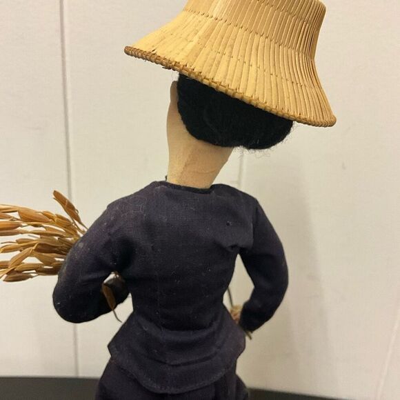 Vintage Handmade European Woman With Wheat and Scythe Figurine Doll 10" Tall - Picture 9 of 12